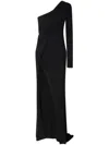 Pinko Robe Drapée Élégante En Jersey Métallisé In Black