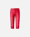 Pinko Knee-high Leggings In Stretch Lace In Salsa Red