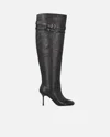 Pinko Knee-high Nappa Leather Boots With Heel And Strap In Noir Limousine