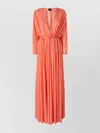 Pinko Orange Long Dress With Deep V-neck And Cut-out On The Back