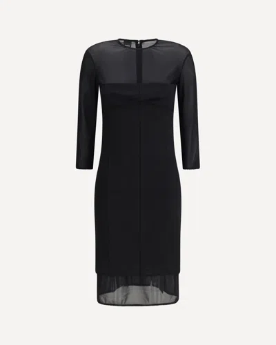 Pinko Knee-length Dress With Sheer Inserts In Black