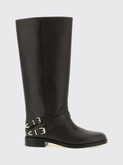 Pinko Knee-high Biker Boots In Smooth Leather With Rubber Sole In Black