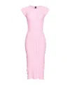 Pinko Knit Midi Dress With Openwork In Pink