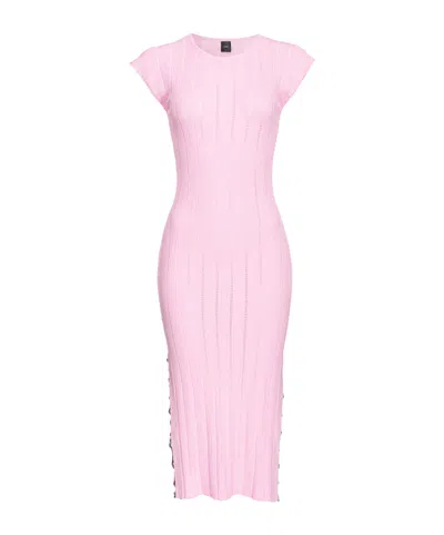 Pinko Knit Midi Dress With Openwork In Pink