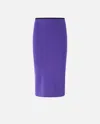 Pinko Fitted Midi Skirt With Ribbed Waistband In Purple