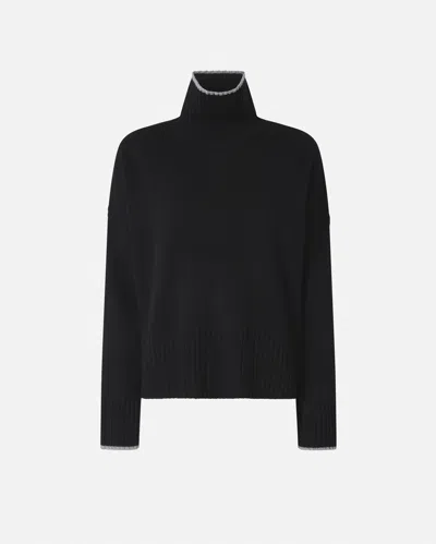 Pinko Knit Polo-neck Sweater In Black
