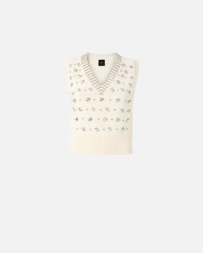 PINKO KNIT VEST WITH RHINESTONES