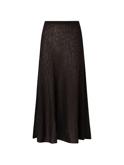 Pinko Knitted A-line Midi Skirt In Brown