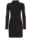 Pinko 'punto' Black Short Dress With Classic Collar And Front Logo Plate In Knit Woman In Black