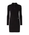 Pinko 'punto' Black Short Dress With Classic Collar And Front Logo Plate In Knit Woman In Black