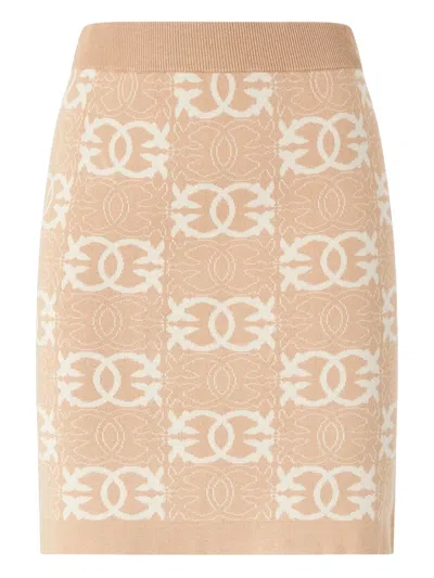 Pinko Fitted Mini Skirt With Ribbed Waistband And Geometric Pattern In Multi