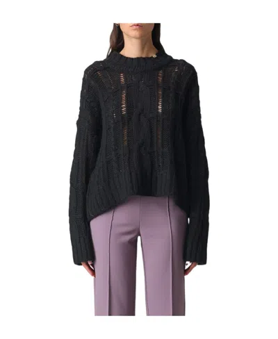 Pinko Knitted Long-sleeved Sweater In Black