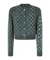 Pinko Knitted Muline Cardigan With Jewel Applications In Gray
