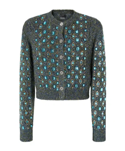 PINKO KNITTED MULINE CARDIGAN WITH JEWEL APPLICATIONS