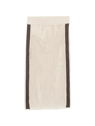 Pinko Knitted Striped Skirt In Neutral