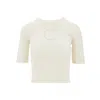 Pinko Knitted T-shirt With Sheer Logo In Neutral