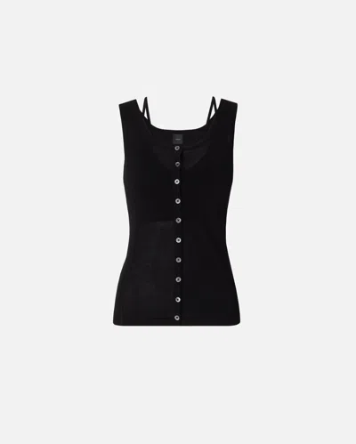 Pinko - Knitted Vest Top With Mother-of-pearl Buttons - L In Black