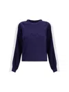 Pinko Knit Crewneck Sweatshirt With Embossed Logo In Blue