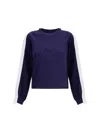 Pinko Knit Crewneck Sweatshirt With Embossed Logo In Blue