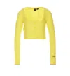 Pinko Cropped Length Cardigan Long Sleeves In Giallolucediribalta