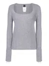 Pinko Ribbed Wool And Cashmere Sweater In Grey