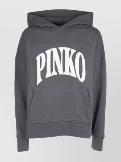 Pinko Knitwear Hood And Kangaroo Pocket In Black