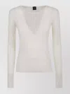Pinko Long-sleeved Top With Deep V-neckline And Ribbed Texture