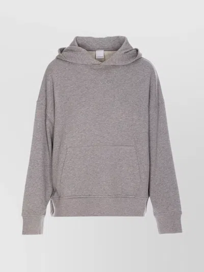 Pinko Knitwear With Hooded Design And Kangaroo Pocket In Gray