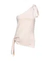 Pinko One-shoulder Cotton And Linen Top In Pink