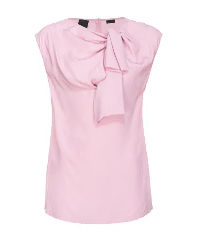 Pinko Knotted Crepe Blouse In Pink