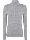 Pinko High-neck Ribbed Cashmere-blend Sweater With Lurex Cuffs In Grey