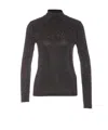 Pinko Koch Maglia Slim Fit Rhinestone Mockneck Top In Black