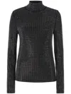 Pinko Koch Maglia Slim Fit Rhinestone Mockneck Top In Schwarz