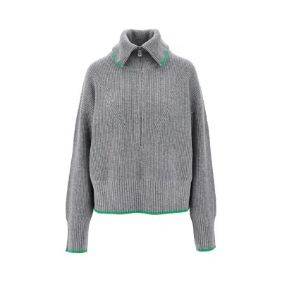 Pinko L And Cashmere Half-zip Sweater In Gray