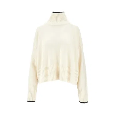 Pinko L And Cashmere Turtleneck Sweater In White