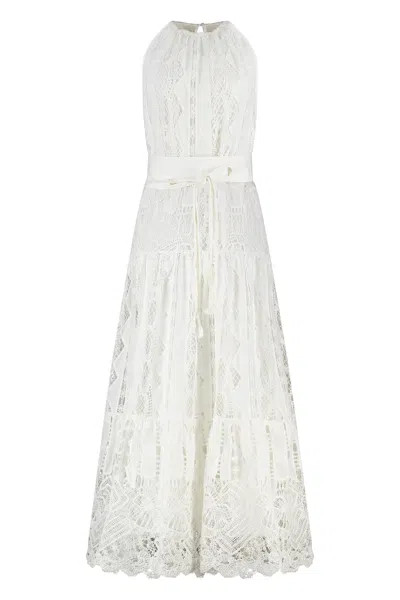 Pinko La Cura Broderie Anglaise Dress In White