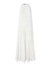 Pinko Midi Dress In Broderie Anglaise And Macramé In White