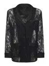 Pinko Lace And Satin Jacket In Black
