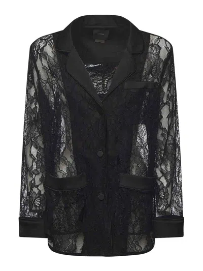 Pinko Lace And Satin Jacket In Black
