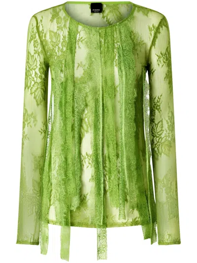 Pinko Lace-appliqué Top In Green