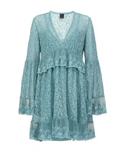 Pinko Lace Babydoll Dress In Blue