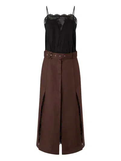 Pinko Spitzenkleid Mit Gürtel In Brown