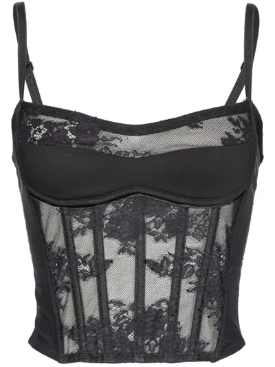 Pinko Lace Bustier Top In Black