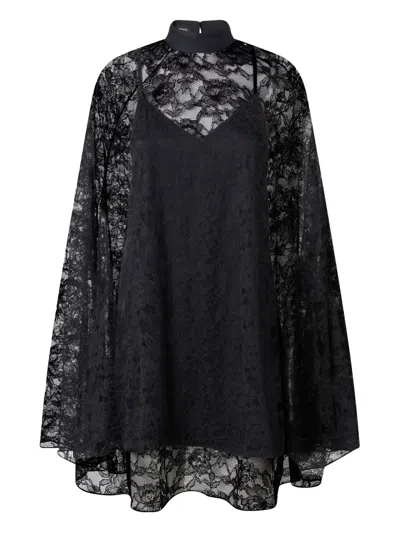 Pinko Lace Cape Mini Dress In Black