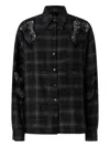 Pinko Lace Check-pattern Shirts In Black