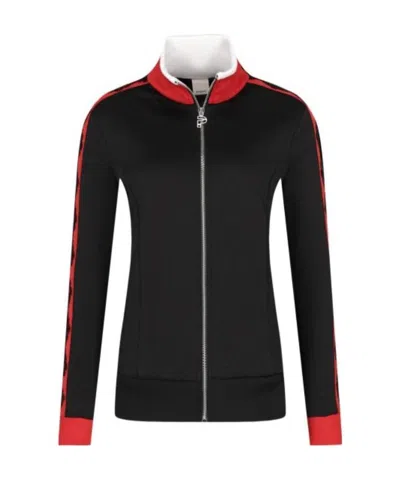 Pinko Lace Decorative Zipper Casual Jacket In Black