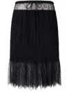 Pinko Lace-detail Gathered Skirt In Black