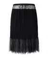 Pinko Gathered Knee-length Skirt With Lace In Black