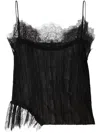 Pinko Gathered Georgette Top With Lace In Black