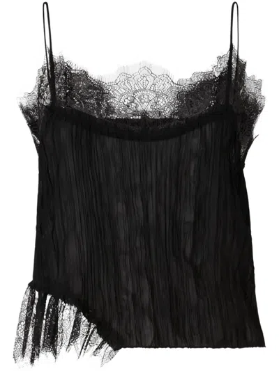 PINKO LACE-DETAIL GEORGETTE TOP